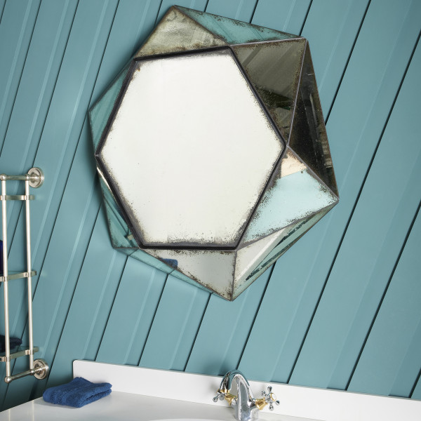 Miroir hexagonal avec finition mercurisée HEXAGONE